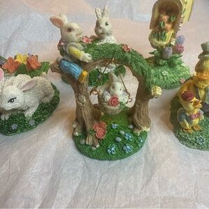 Vintage Charming Easter Bunny Figurines Set